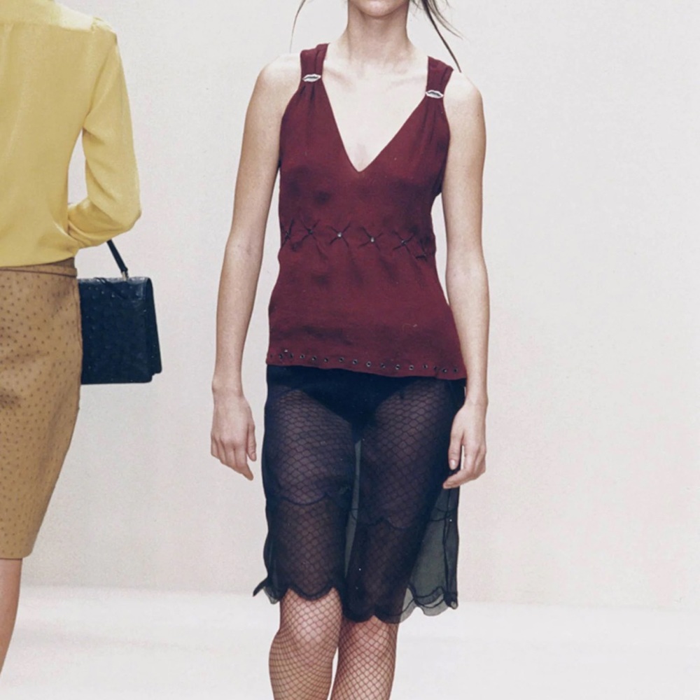 Vintage SS 2000 Prada black lips top